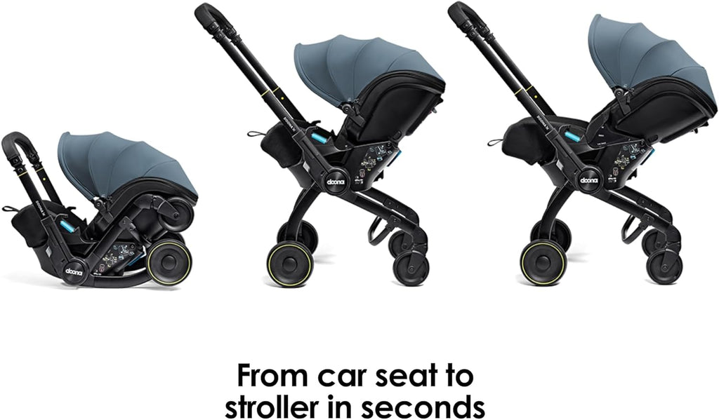 Doona X Baby Car Seat & Travel Stroller Ocean Blue - Convertible 0+ Car Seat and Pram with 3 Recline Positions