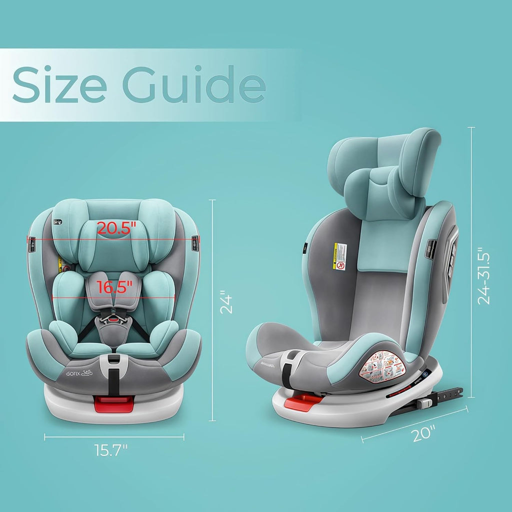 360° Rotatable Baby Car Seat with ISOFIX - Large & Adjustable, Suitable for Newborns to 7 Years Old, Multiple Protection & Comfort