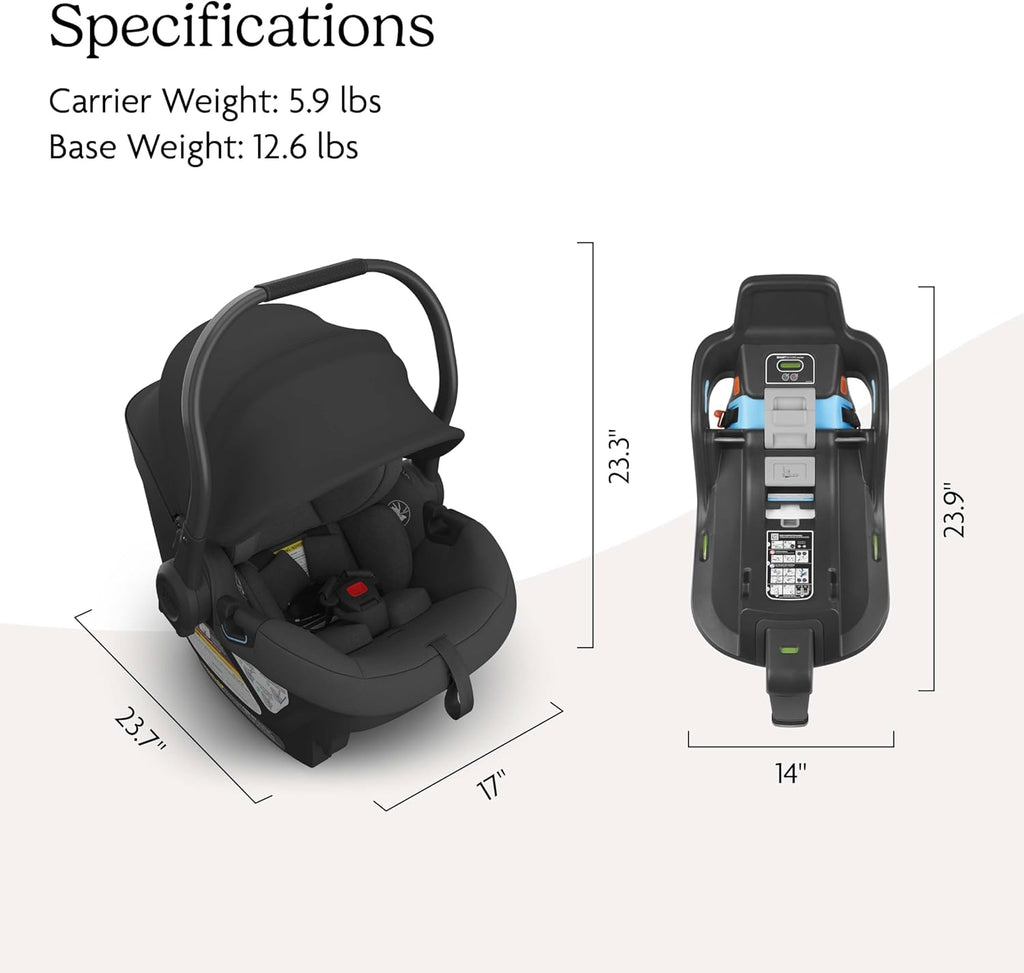 UPPAbaby Aria Lightweight Infant Car Seat/Just Under 6 lbs for Easy Portability/Base with Load Leg