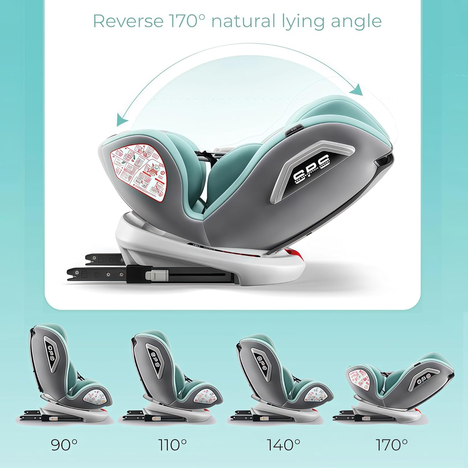 360° Rotatable Baby Car Seat with ISOFIX - Large & Adjustable, Suitable for Newborns to 7 Years Old, Multiple Protection & Comfort