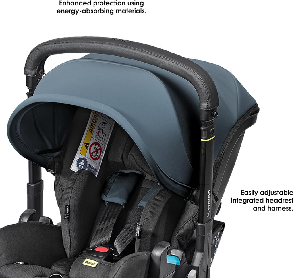 Doona X Baby Car Seat & Travel Stroller Ocean Blue - Convertible 0+ Car Seat and Pram with 3 Recline Positions