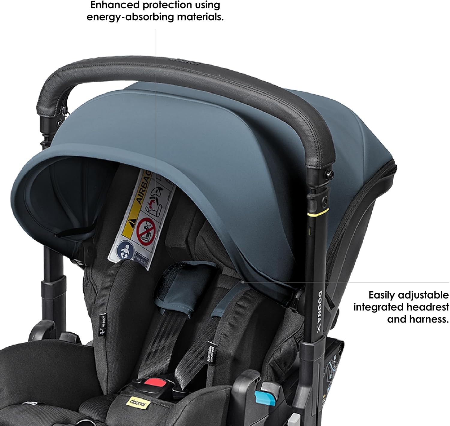 Doona X Baby Car Seat & Travel Stroller Ocean Blue - Convertible 0+ Car Seat and Pram with 3 Recline Positions