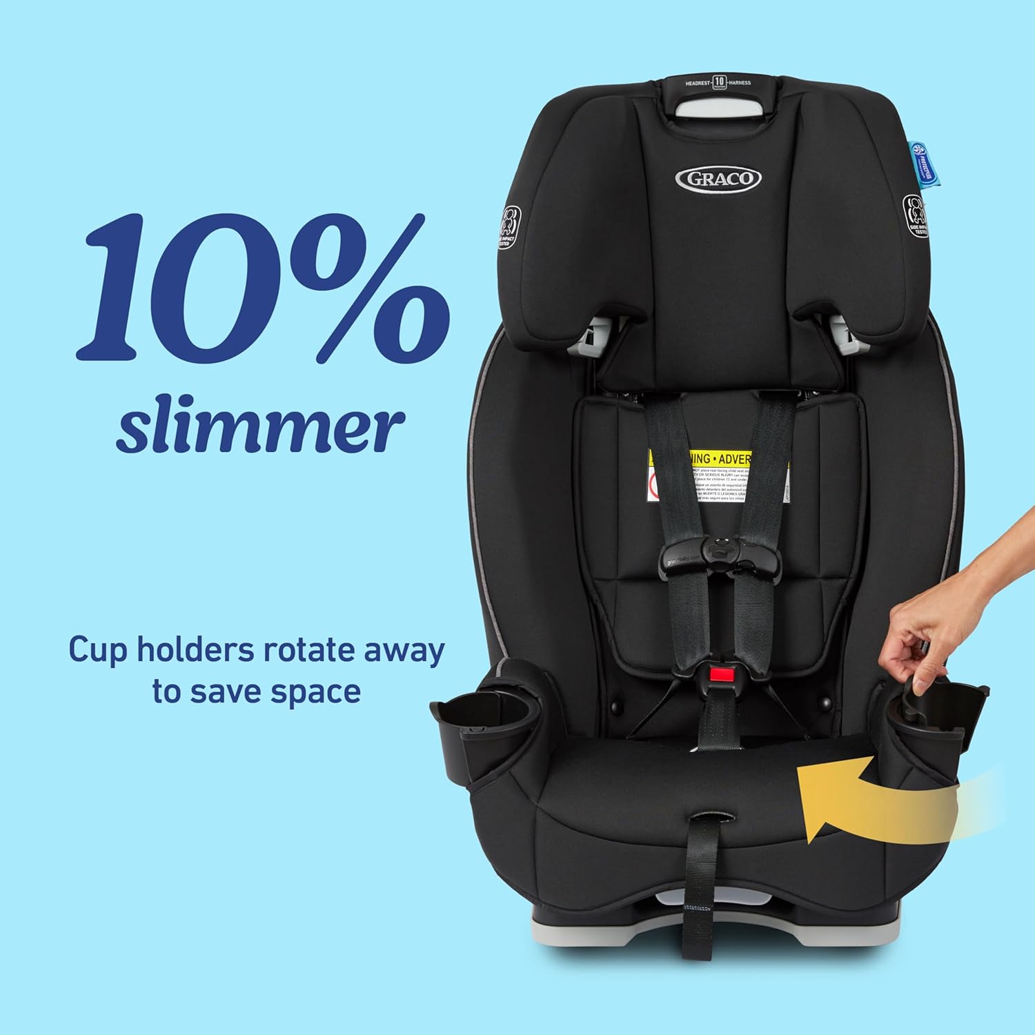 Graco Slimfit 3-in-1 Convertible Car Seat, Ultra-Space-Saving Design, Darcie 2.0, Suitable for Rear and Forward
