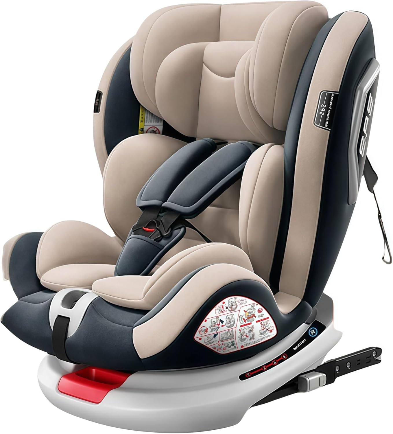 360° Rotatable Baby Car Seat with ISOFIX - Large & Adjustable, Suitable for Newborns to 7 Years Old, Multiple Protection & Comfort