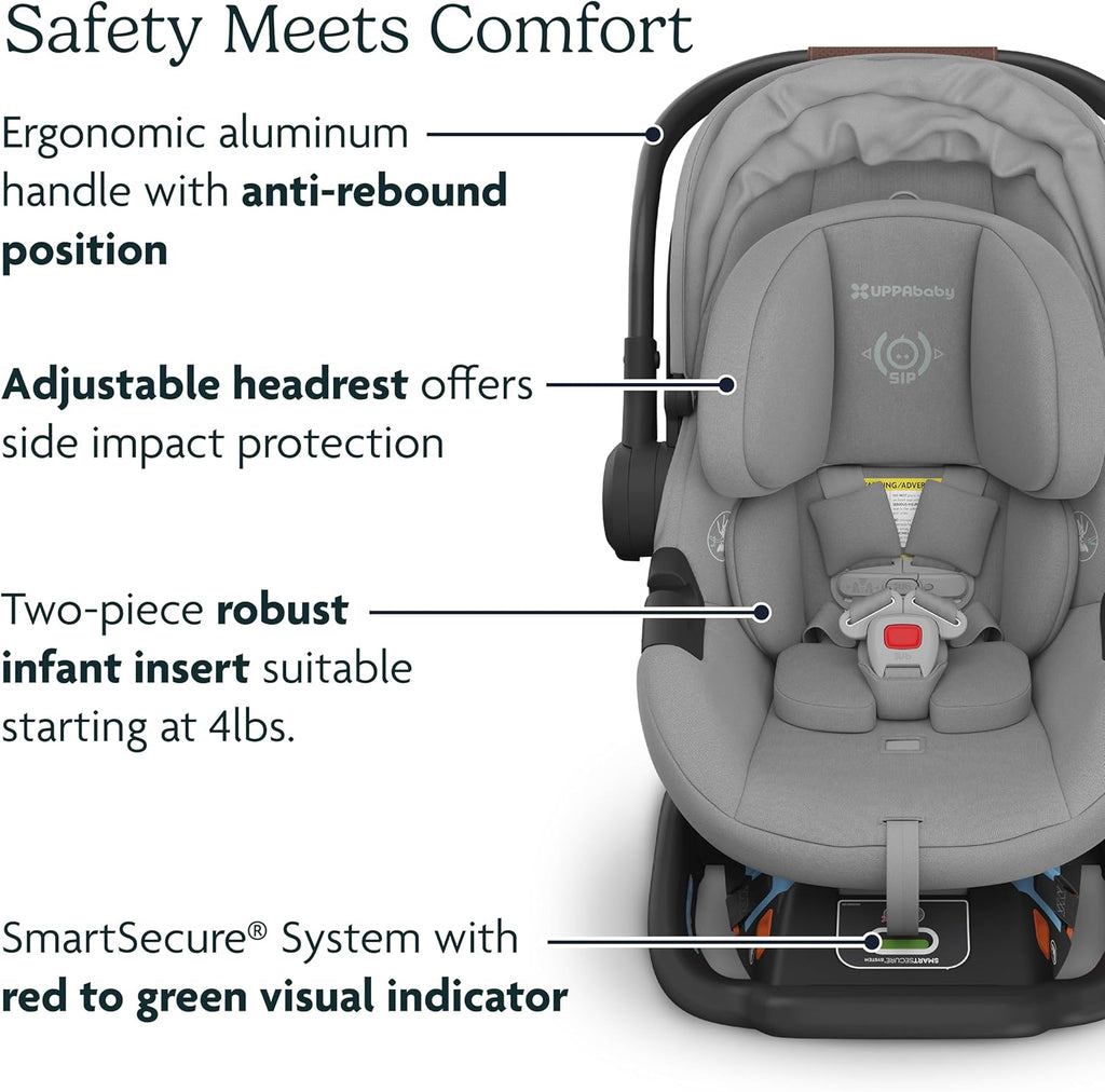 UPPAbaby Aria Lightweight Infant Car Seat/Just Under 6 lbs for Easy Portability/Base with Load Leg